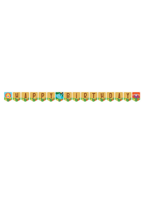 Jungle Safari 274cm Happy Birthday Ribbon Banner – Main Image