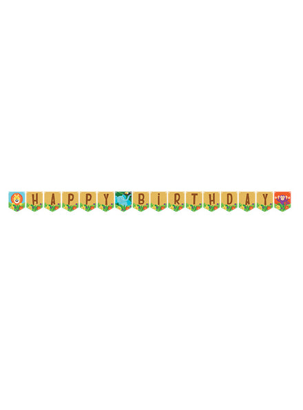 Jungle Safari 274cm Happy Birthday Ribbon Banner – Main Image