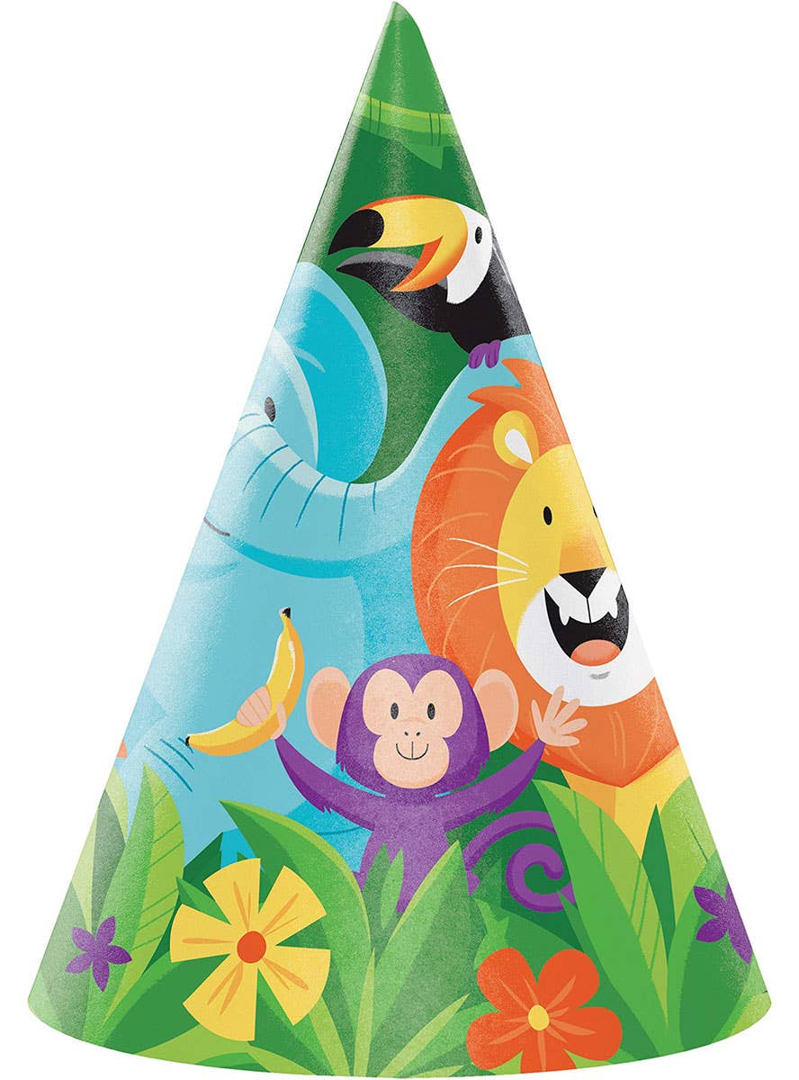 Image of Jungle Safari 8 Pack Paper Cone Party Hats