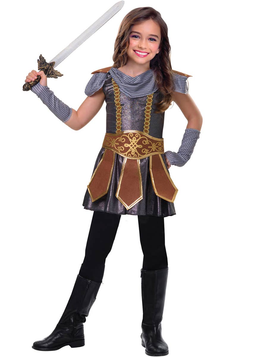 Girls Medieval Knight Costume - Main Image