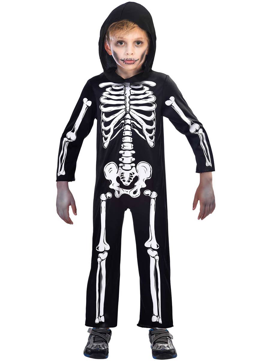 Image of Classic Black and White Skeleton Boys Halloween Costume - Main Image