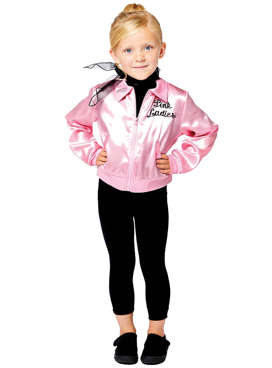 Girls Officially Licensed Pink Ladies Grease Costume Jacket - Front 2 Image