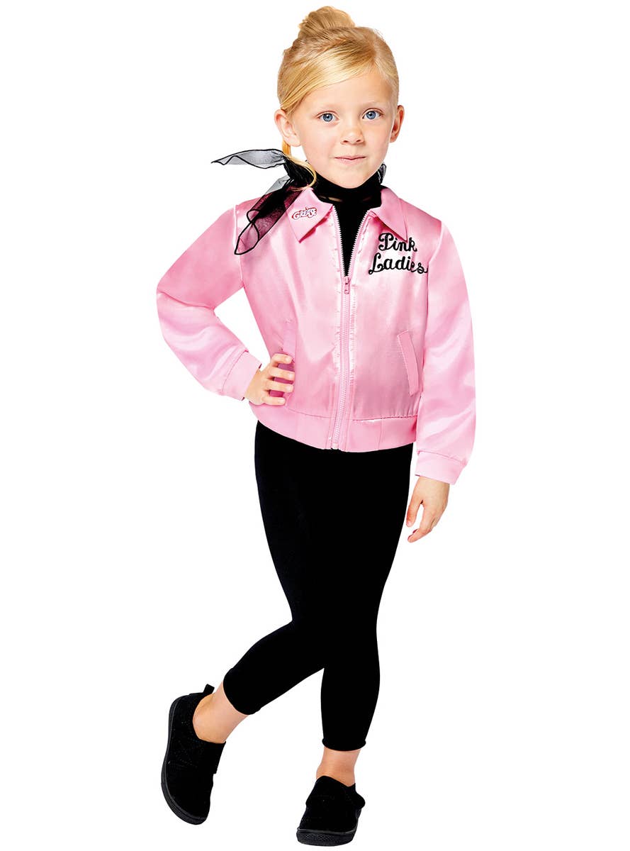 Girls Officially Licensed Pink Ladies Grease Costume Jacket - Alt Front Image