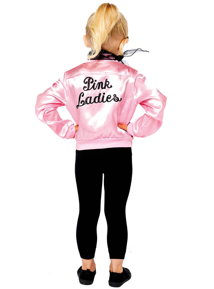 Girls Officially Licensed Pink Ladies Grease Costume Jacket - Back Image