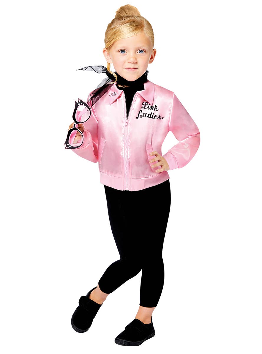 Girls Officially Licensed Pink Ladies Grease Costume Jacket - Front 3  Image