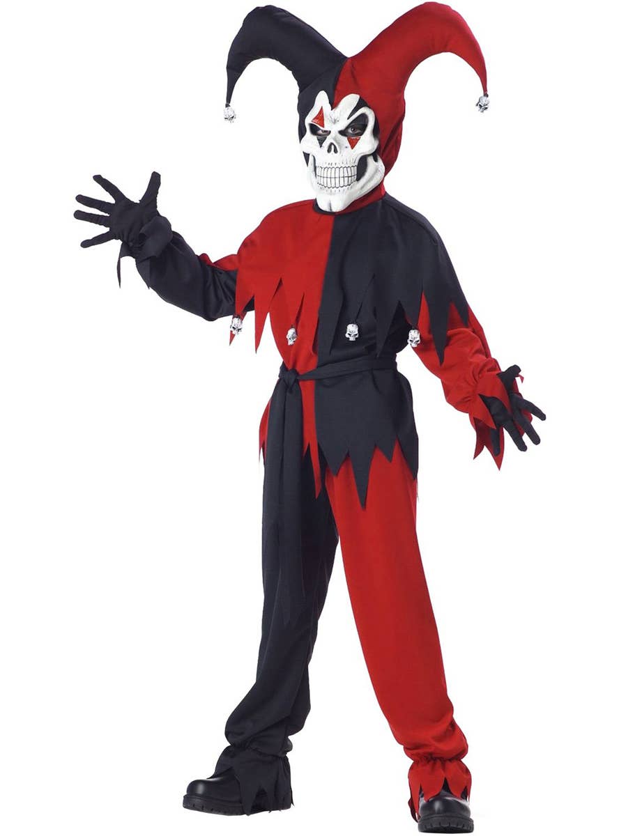 Boy's Evil Jester Scary Halloween Dress Up Costume Main Image