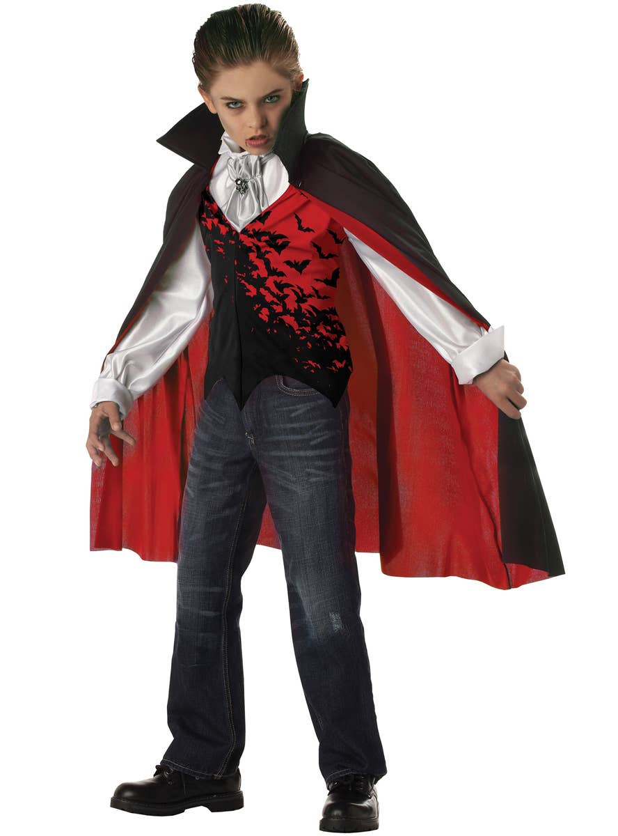 Dracula Boy's Vampire Halloween Monster Costume Front Image