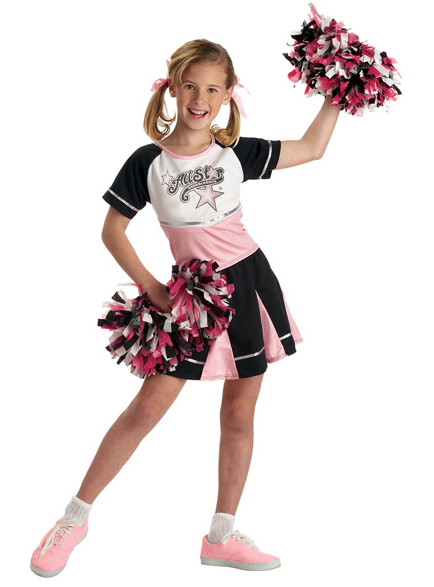 All Star School Cheerleader Fancy Dress Costumes for Girls - Front View