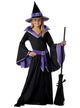 Black and Purple Girl's Long Witch Costume Front View