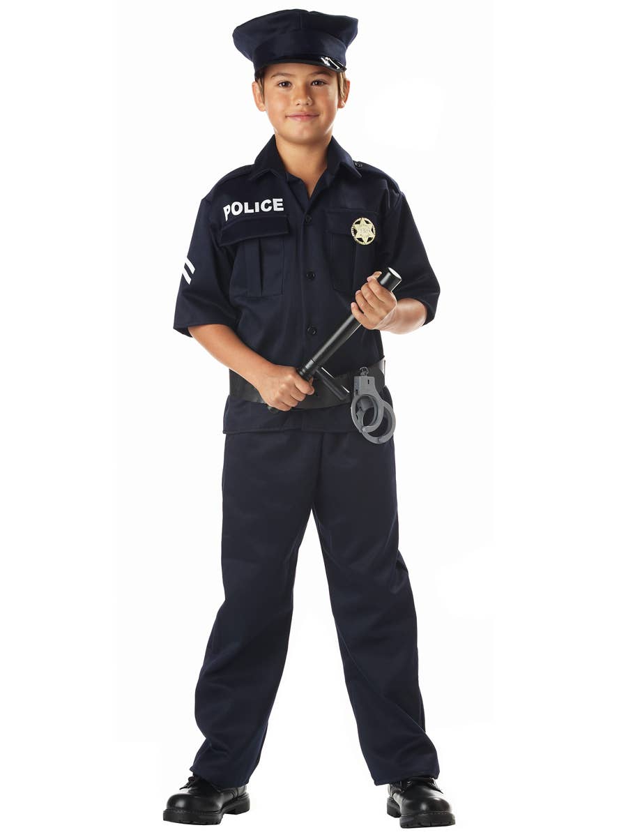 Boy's Police Officer Classic Uniform Costume Front Image