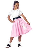 Pink and White Girl's Poodle 50s Skirt Costume - Front View