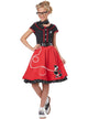 Girl's Retro Rockabilly Red Poodle 50s Skirt Costume - Front View