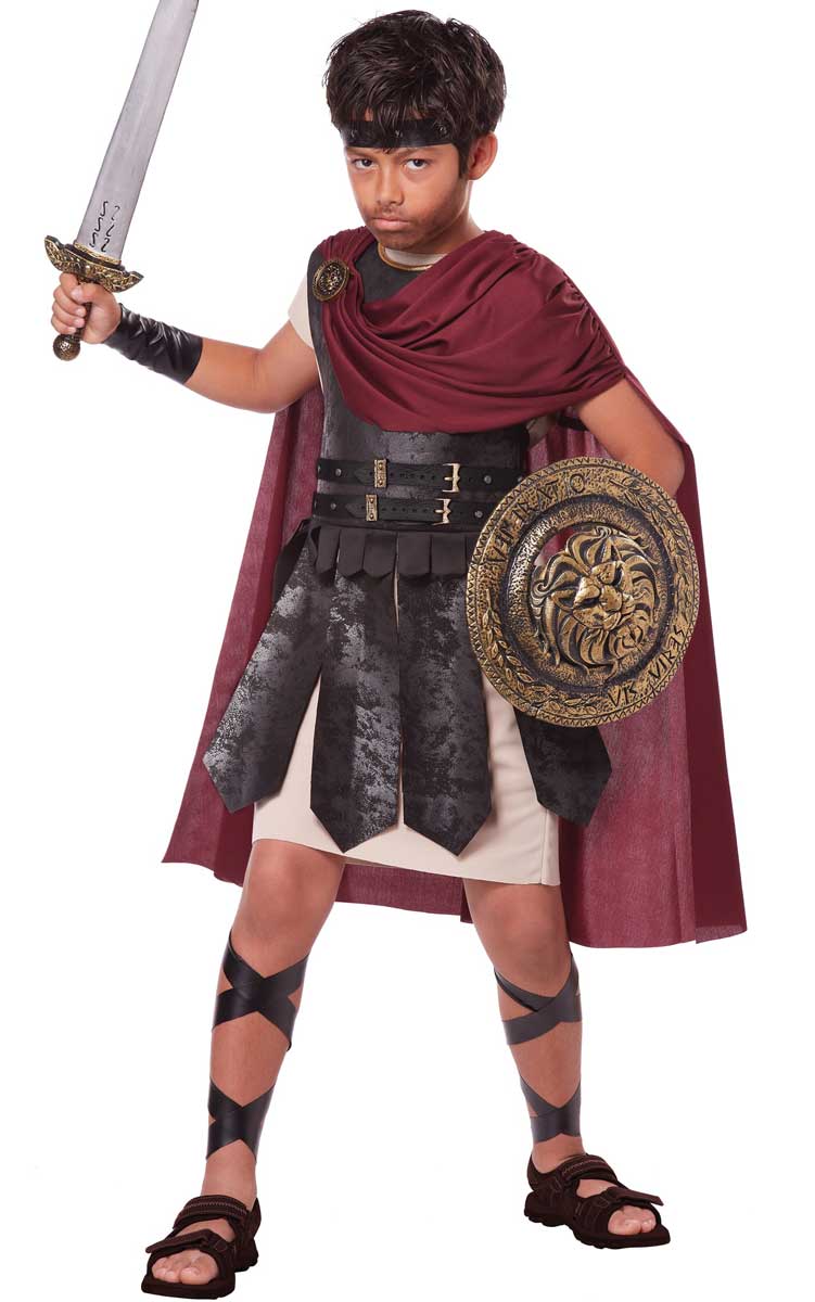 Boys Gladiator Fancy Dress Costume Front View