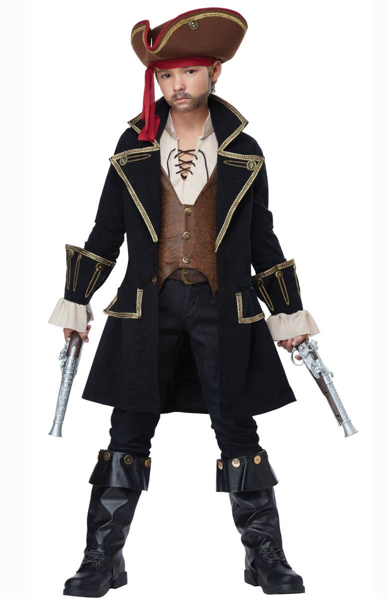 Pirate Captain Deluxe Boys Book Week Fancy Dress Costume Front View