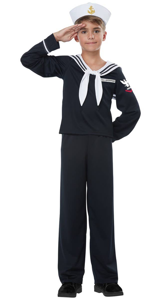 Black Navy Sailor Boys Occupation Uniform Costume Main Image