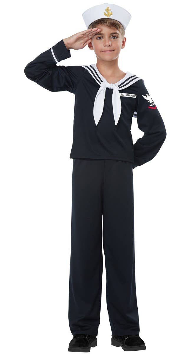 Boys Black Sailor Navy Uniform Costume KIDS BOOK WEEK COSTUMES