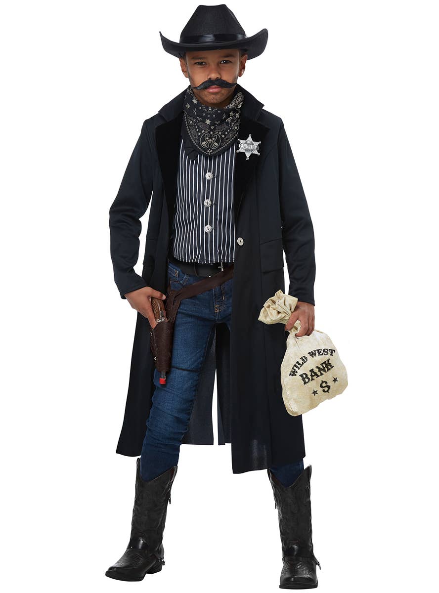 Kids Wild West Cowboy Sheriff Fancy Dress Costume Alt Image