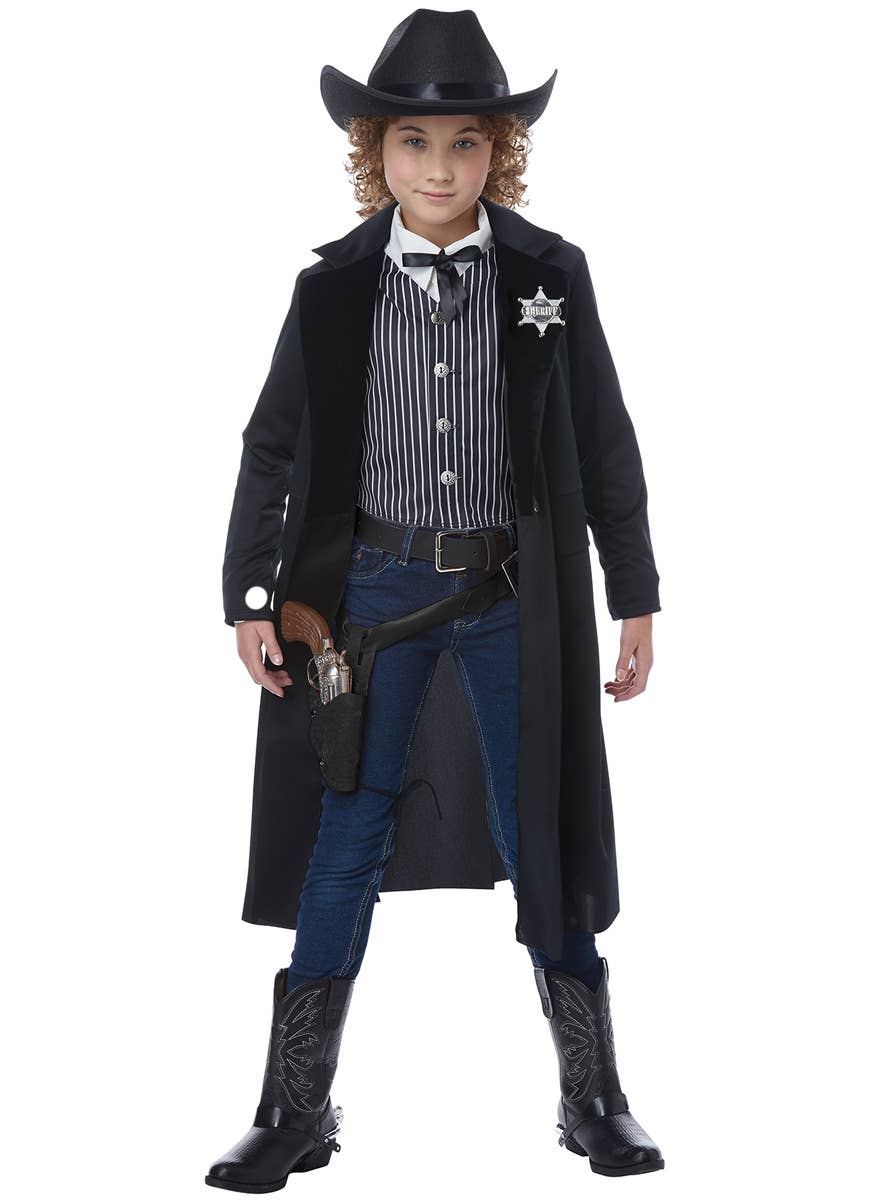 Kids Wild West Cowboy Sheriff Fancy Dress Costume Alt Girl Image