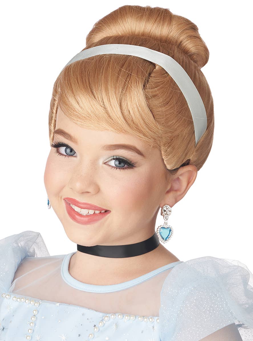 Short Blonde Princess Cinderella Updo Costume Wig for Girls - Main Image