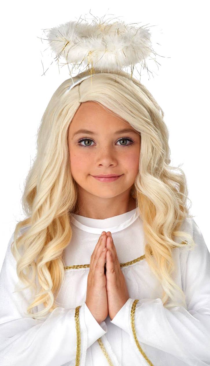 Image of Long Wavy Golden Blonde Girl's Costume Wig