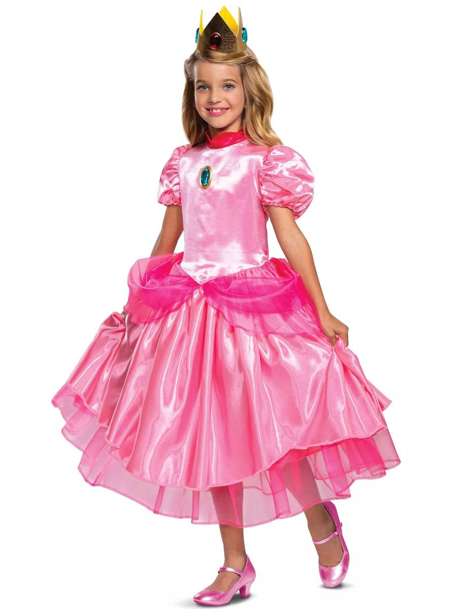 Girls Princess Peach Costume - Front Image