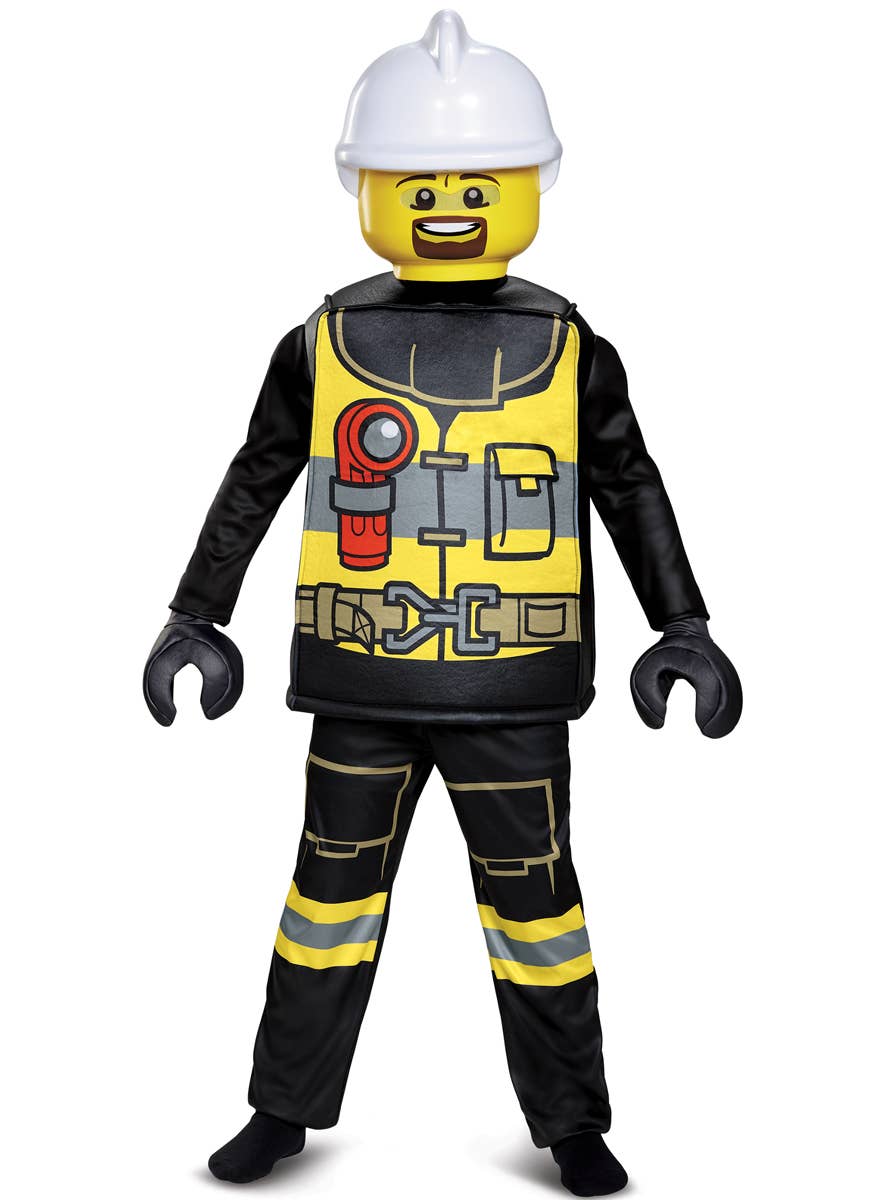 Boys Firefighter Lego Man Costume - Main Image