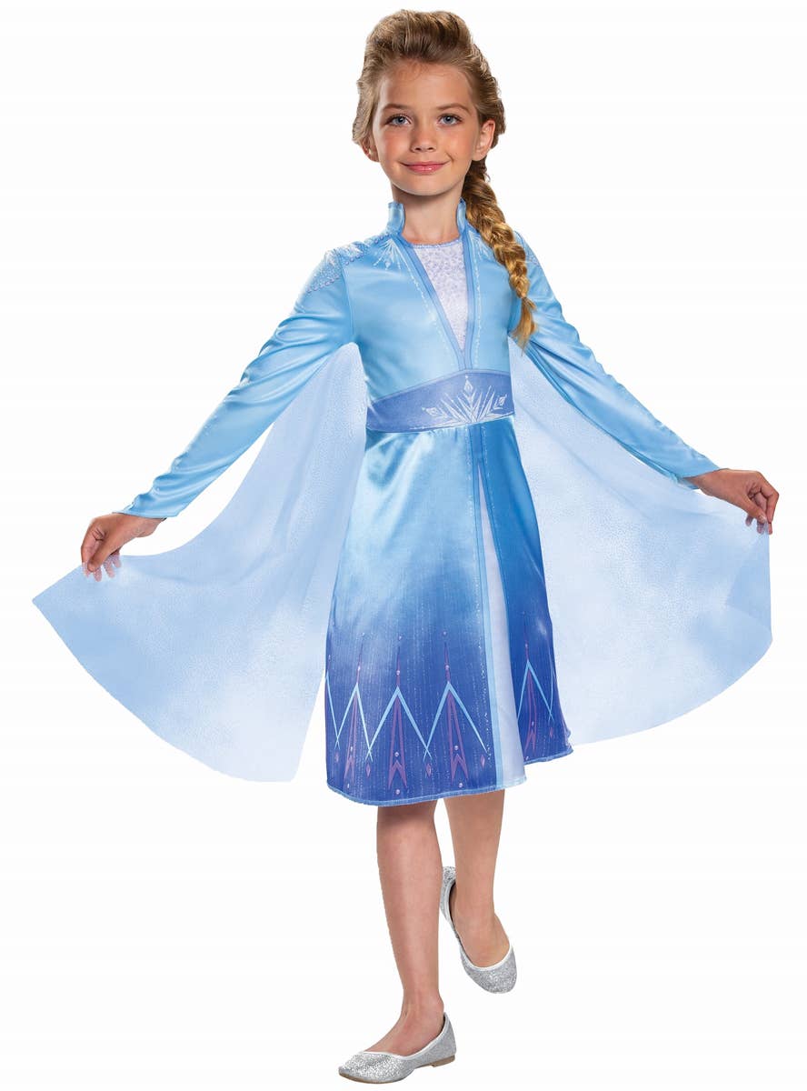 Girls Frozen 2 Classic Elsa Movie Character Costume Front Image