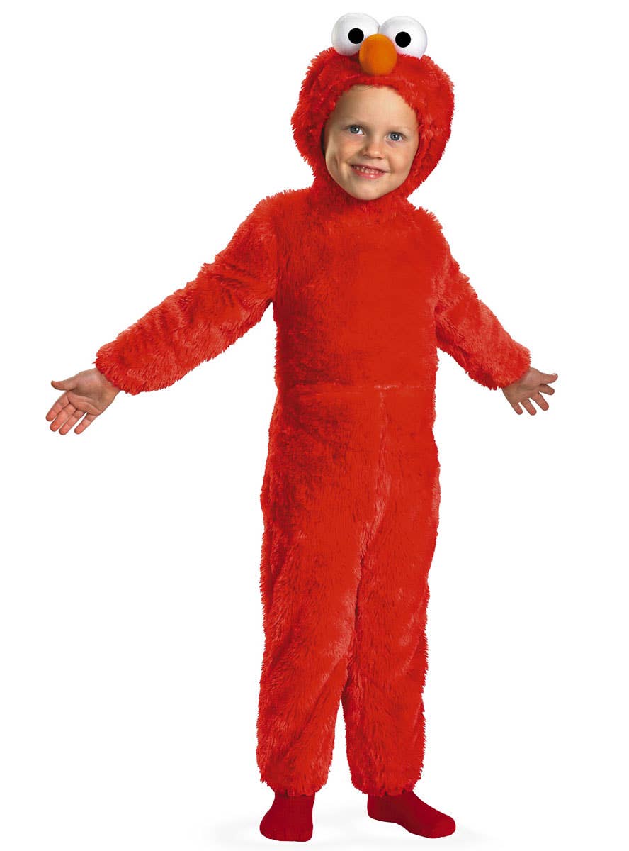 Kids Fluffy Red Elmo Sesame Street Costume Main iamge