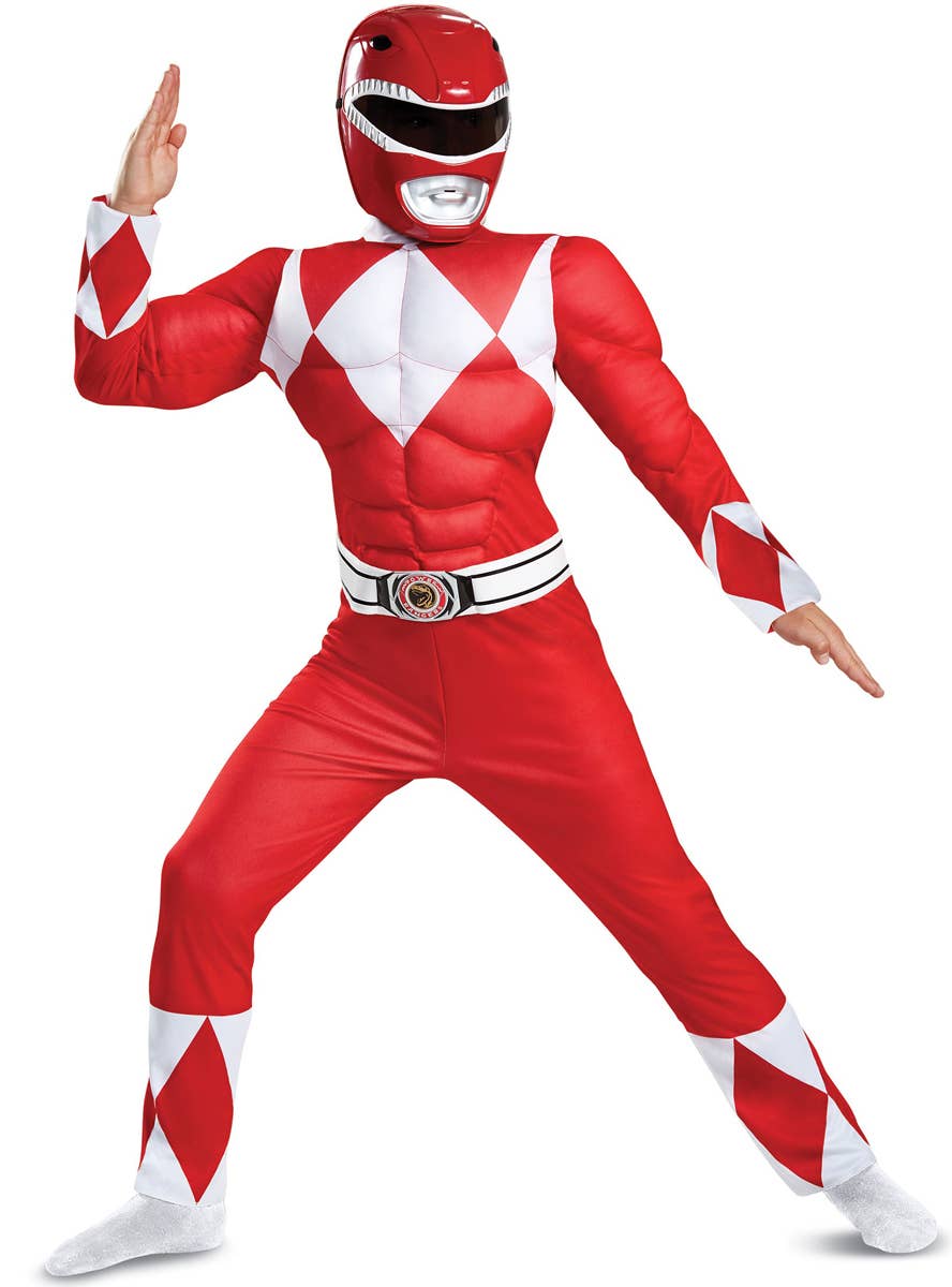 Red Power Ranger Classic Boys Costume - Front Image