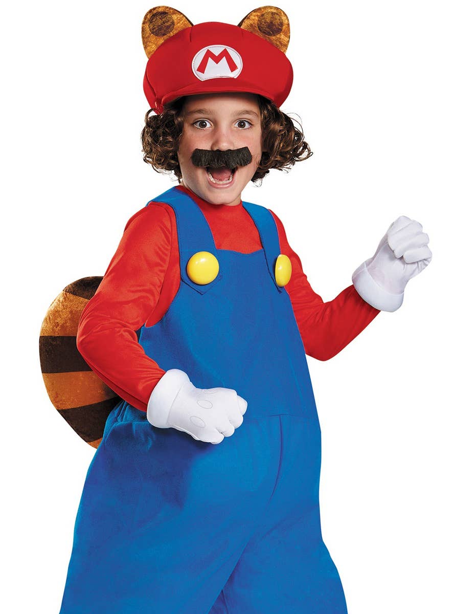 Raccoon Mario Deluxe Boys Costume - Close Up Image