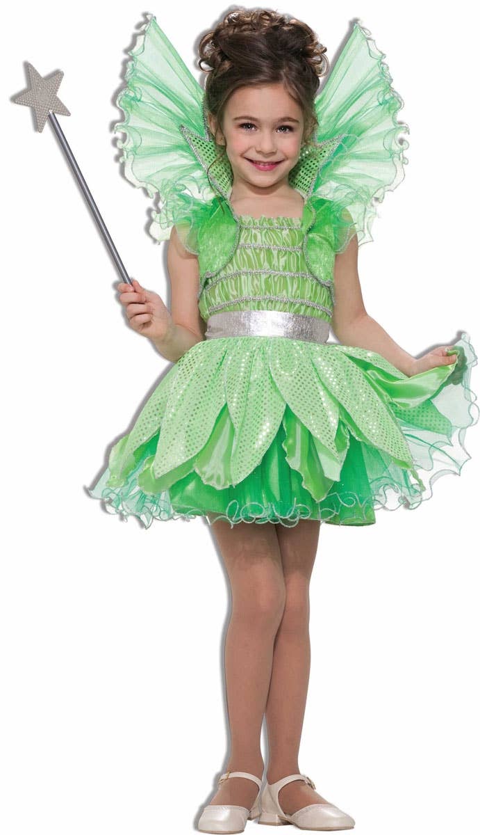 Green Sprite Fairy Girls Tinkerbell Book Week Costume Front View