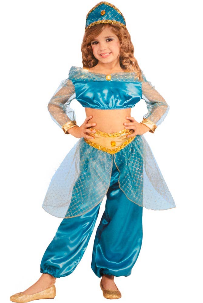 Arabian Princess Girl's Blue Costume Front View