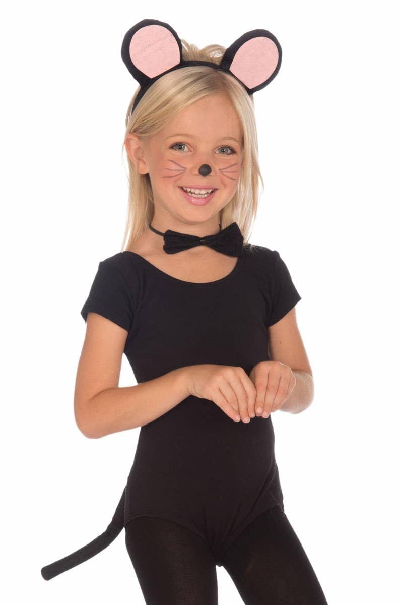 Girl's Black Mouse Book Week Costume Accessory Set Front View