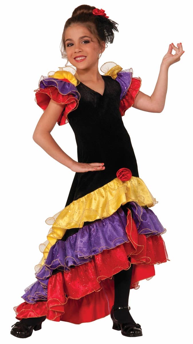Girls Flamenco Dancer Costume Spanish Kids Book Week Costume