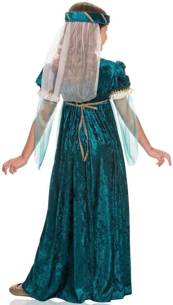 Juliet Emerald Green Girls Deluxe Medieval Costume - Back Image