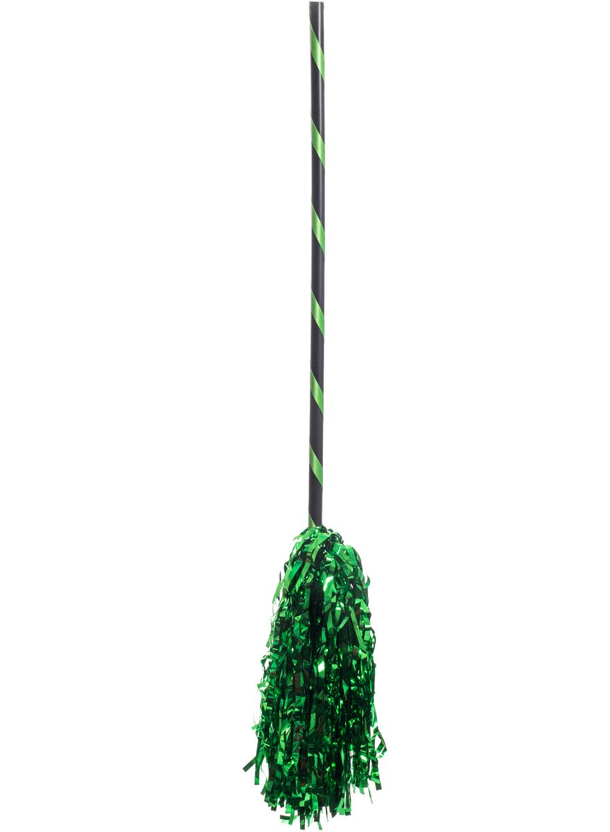 Green and Black Striped Witches Broomstick for Kids