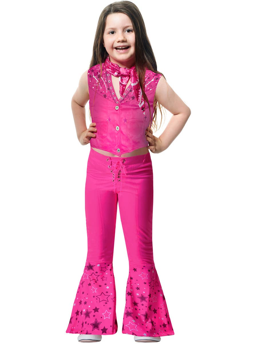 Image of Plastic Fantastic Girls Pink Cowgirl Barbie Costume - Full Image