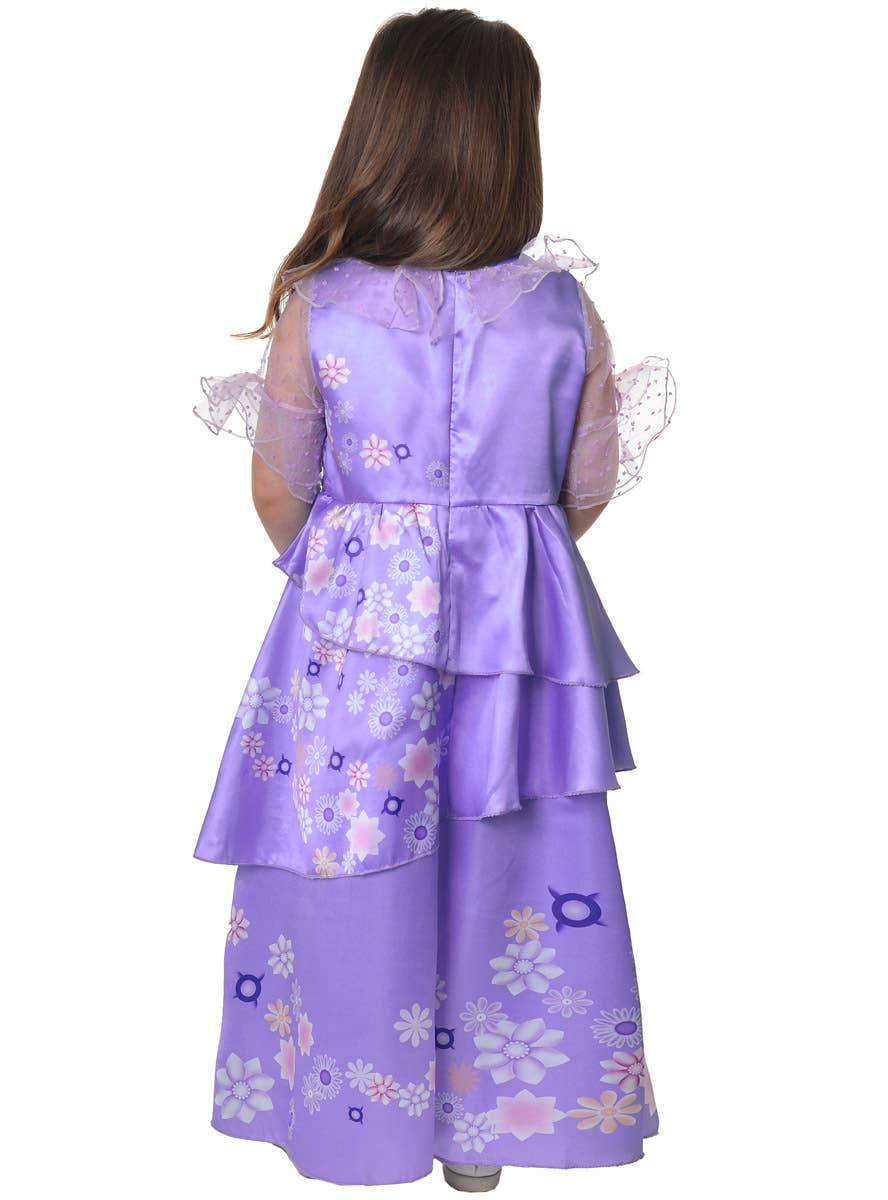 Image of Isabel Girl's Deluxe Purple Flower Dress Up Costume - Back View