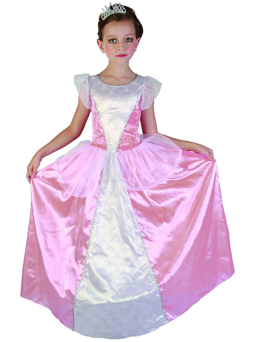 Pink Princess Girls Fairytale Dress Up Costume with Crown
