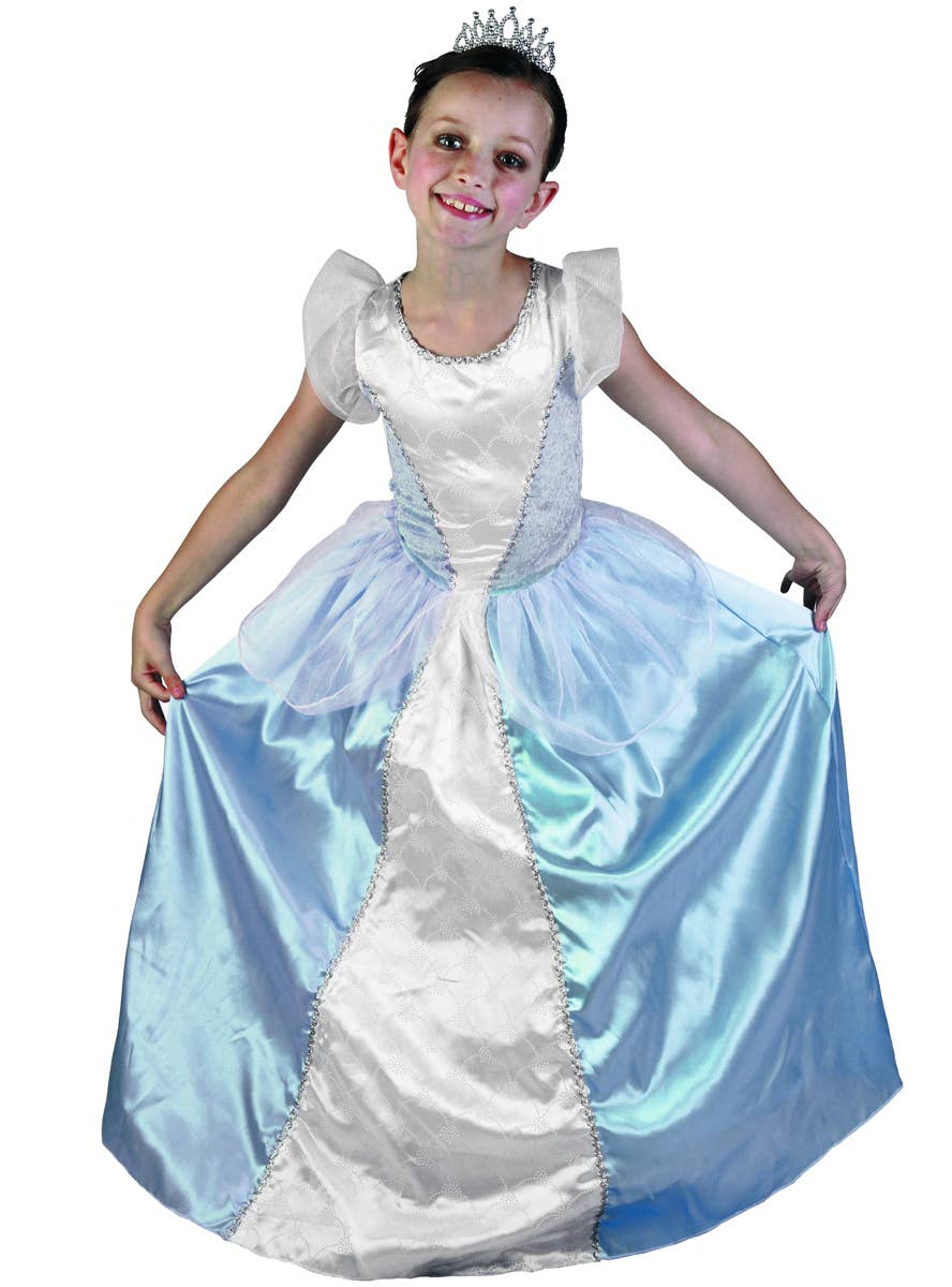 Blue Princess Girls Fairytale Dress Up Costume with Crown