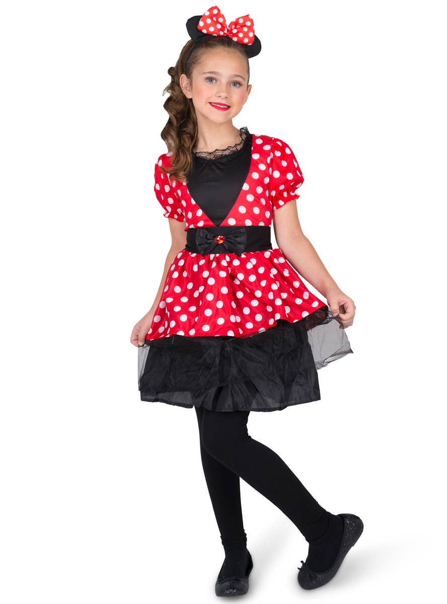 Red and White Polka Dot Minnie Mouse Style Girl's Costume