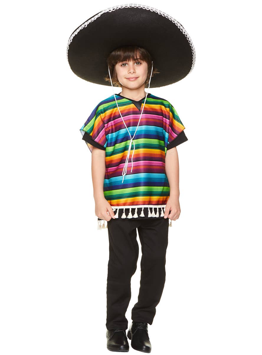 Kid's Mexican Rainbow Costume Poncho - Front View