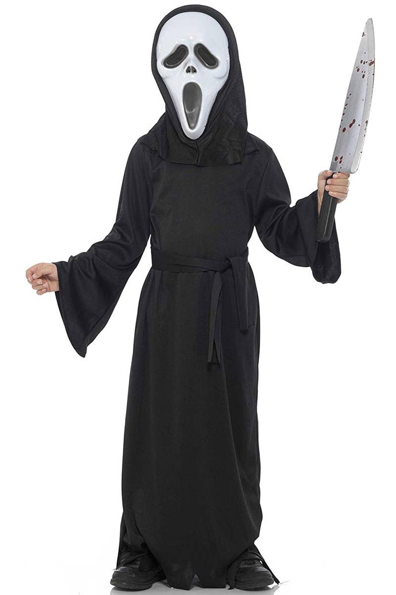 Boys Scream Costume with Black Robe and Mask Front Image