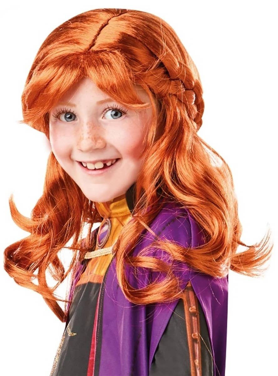 Girls Frozen 2 Anna Costume Wig Front Image