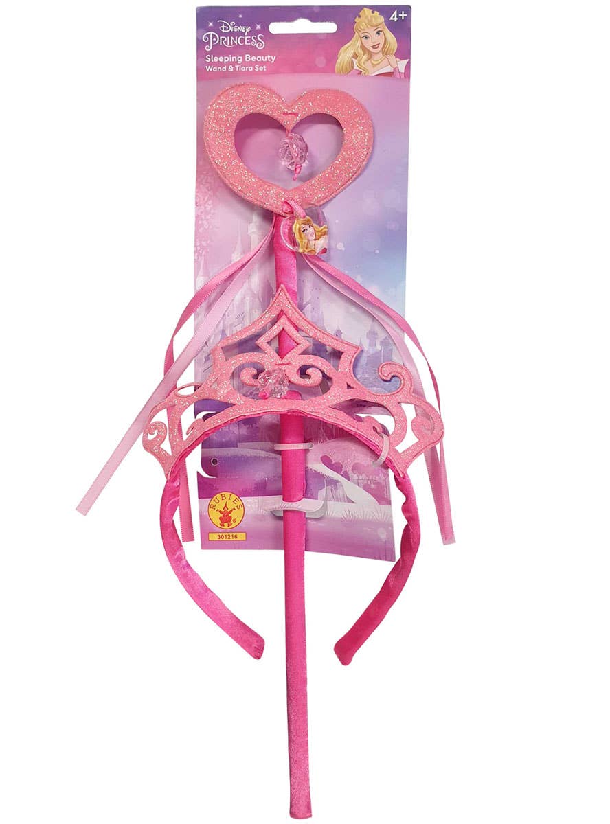 Sleeping Beauty Pink Glitter Wand and Tiara Accessory Set for Girls - Main Image