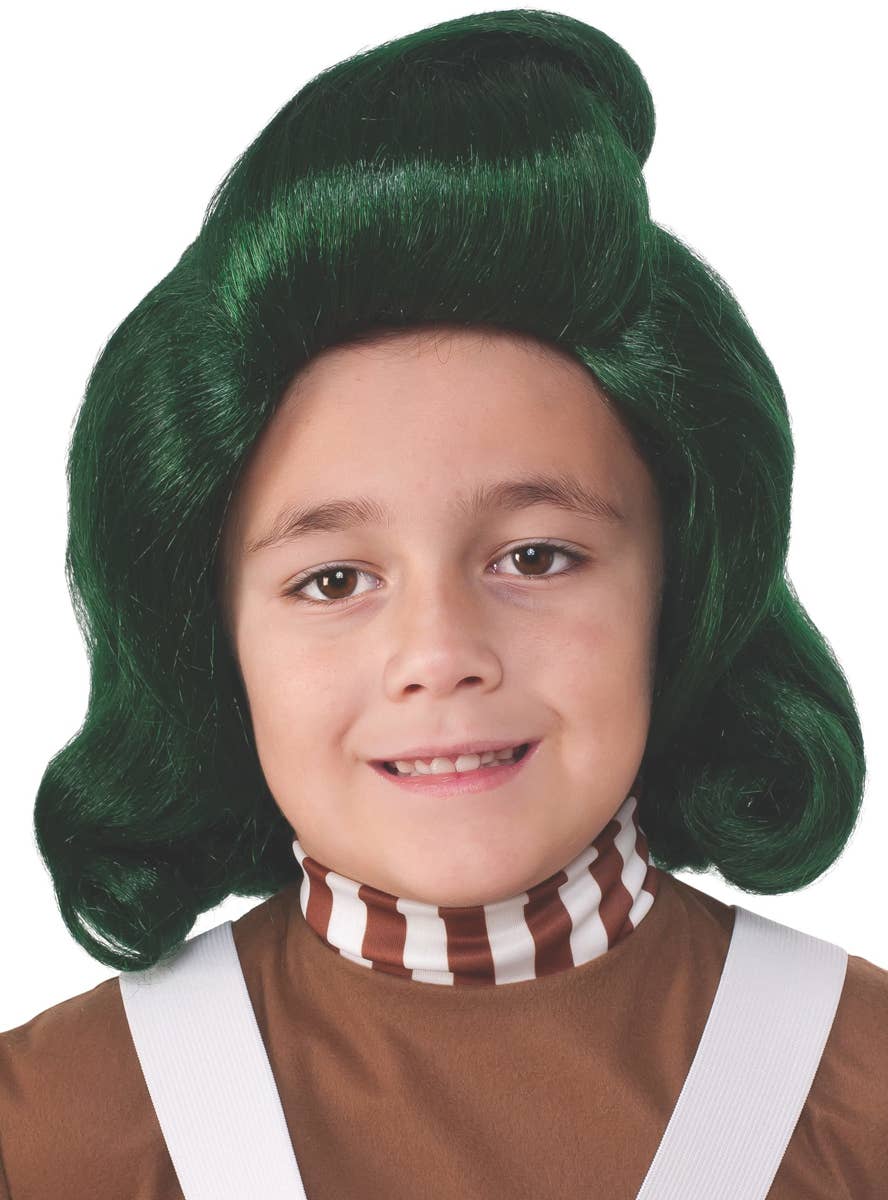 Green Oompa Loompa Children's Fancy Dress Costume Wig Main Image