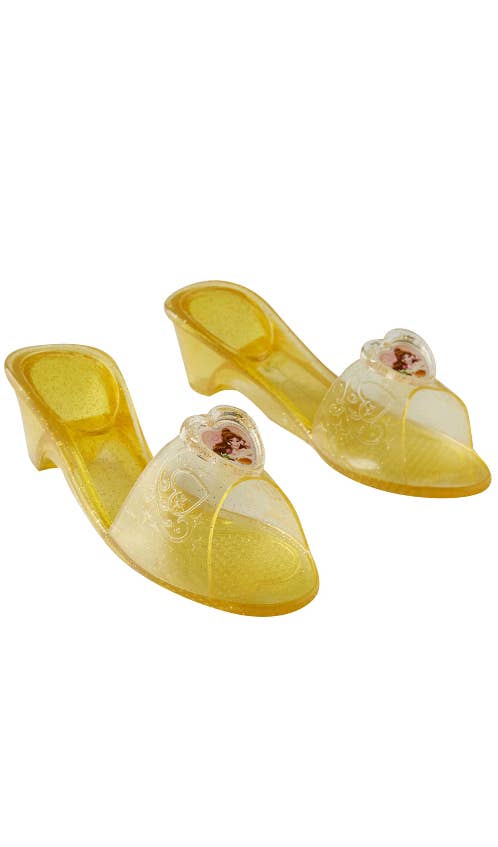 Girls Disney Princess Belle Yellow Glitter Jelly Low Heel Costume Shoes Main Image