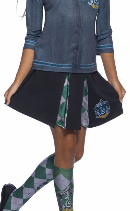 Girls Slytherin House Harry Potter Costume Skirt Close Image