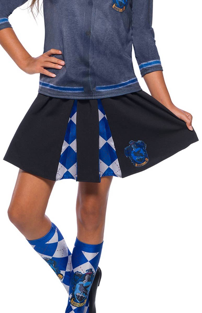 Girls Ravenclaw House Harry Potter Costume Skirt Close Up Image