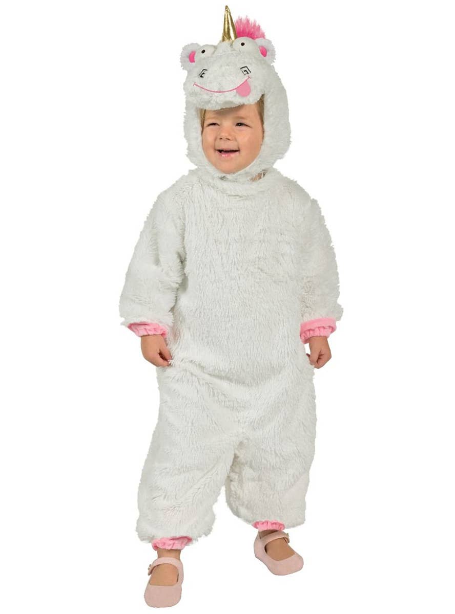 Pink and White Fluffy Unicorn Costume for Toddler Girls
